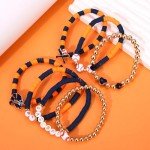 Baseball Bracelets for Women Stackable Orange Navy Game Day Heishi Bracelets Preppy Friendship Sports Bracelet Softball Baseball Jewelry Accessories Party Favors Gifts (Orange Navy)