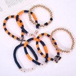 Baseball Bracelets for Women Stackable Orange Navy Game Day Heishi Bracelets Preppy Friendship Sports Bracelet Softball Baseball Jewelry Accessories Party Favors Gifts (Orange Navy)