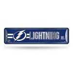 Rico Industries NHL Hockey Tampa Bay Lightning Metal Street Sign 4" x 15" Home Décor - Bedroom - Office - Man Cave,Silver