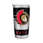 Rico Industries NHL Hockey Ottawa Senators 20oz Stainless Steel Tumbler with Lid - Great For Coffee, Tea, Water or Cocktails