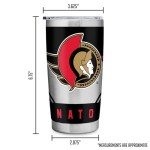 Rico Industries NHL Hockey Ottawa Senators 20oz Stainless Steel Tumbler with Lid - Great For Coffee, Tea, Water or Cocktails