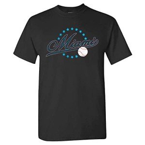 Miami Baseball Vintage Men's Fan T-Shirt (Black Shirt, XL)