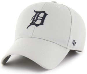47 Brand MLB Gray Team Color Primary Logo MVP Adjustable Structure Baseball Cap Hat, Adult One Size Fits All - Detroit Tigers Gray