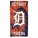 WinCraft Licensed MLB 100% Cotton Tie Dye Beach Towel 60" x 30" (Detroit Tigers)