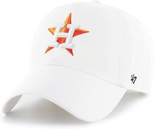 47 MLB White Team Color Primary Logo Clean Up Adjustable Strap Hat Cap, Adult One Size Fits All (US, Alpha, One Size, Houston Astros)