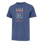 47 MLB Men's Official Distressed Cooperstown Primary Logo Premier Franklin T-Shirt (US, Alpha, X-Large, Regular, Regular, Kansas City Royals - Blue)