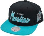 Mitchell & Ness Florida Marlins Evergreen Script Snapback Black Hat