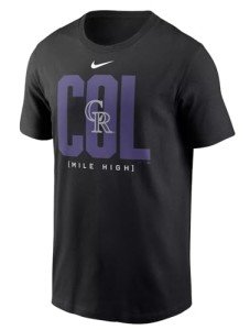 Nike Men's MLB Scoreboard T-Shirt (US, Alpha, Large, Regular, Regular, Black, Colorado Rockies)