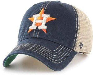 47 MLB Trawler Primary Logo Team Color Mesh Trucker Clean Up Adjustable Hat, Adult One Size Fits All - Houston Astros Navy