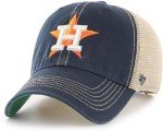 47 MLB Trawler Primary Logo Team Color Mesh Trucker Clean Up Adjustable Hat, Adult One Size Fits All - Houston Astros Navy