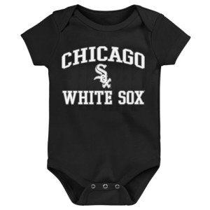 Outerstuff MLB Officially Licensed 0-24 Months City Headline Arch Logo Onesie Bodysuit Romper (Chicago White Sox - Black, 0/3 Months)