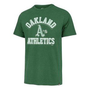 47 Brand MLB Men's Unmatched Franklin Team Color Arched Wordmark Primary Logo Short Sleeve Baseball Fashion T-Shirt - Oakland Athletics - Green - Medium
