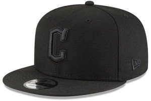 New Era MLB 9FIFTY Black Black Adjustable Snapback Hat Cap One Size Fits All - Cleveland Guardians Black