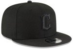 New Era MLB 9FIFTY Black Black Adjustable Snapback Hat Cap One Size Fits All - Cleveland Guardians Black