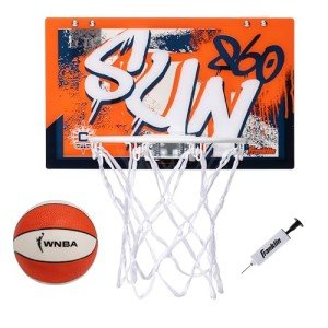 Franklin Sports WNBA Connecticut Sun Over The Door Basketball Hoop - Kids Indoor Basketball Hoop with Mini Ball - WNBA Fan Shop Mini Hoop for Bedroom + Office