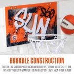 Franklin Sports WNBA Connecticut Sun Over The Door Basketball Hoop - Kids Indoor Basketball Hoop with Mini Ball - WNBA Fan Shop Mini Hoop for Bedroom + Office