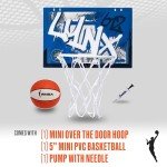 Franklin Sports WNBA Minnesota Lynx Over The Door Basketball Hoop - Kids Indoor Basketball Hoop with Mini Ball - WNBA Fan Shop Mini Hoop for Bedroom + Office
