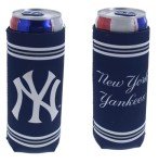 MLB Baseball Team Logo Ultra Slim 12oz Beer Can Cooler Holder Sleeve 2-Pack (New York - Stripe (Yankees))