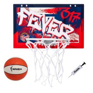 Franklin Sports WNBA Indiana Fever Over The Door Basketball Hoop - Kids Indoor Basketball Hoop with Mini Ball - WNBA Fan Shop Mini Hoop for Bedroom + Office