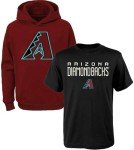 Outerstuff MLB Kids Youth 8-20 Team Color Polyester Performance Primary Logo Pullover Hoodie Sweatshirt and T-Shirt 2 Pack Combo Set - Arizona Diamondbacks Medium (10-12)
