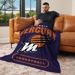 NORTHWEST Phoenix Mercury WNBA High Block Silk Touch Throw Blanket 50 x 60 inches