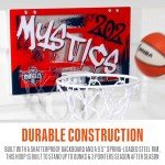 Franklin Sports WNBA Washington Mystics Over The Door Basketball Hoop - Kids Indoor Basketball Hoop with Mini Ball - WNBA Fan Shop Mini Hoop for Bedroom + Office