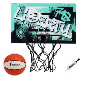Franklin Sports WNBA New York Liberty Over The Door Basketball Hoop - Kids Indoor Basketball Hoop with Mini Ball - WNBA Fan Shop Mini Hoop for Bedroom + Office