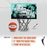 Franklin Sports WNBA New York Liberty Over The Door Basketball Hoop - Kids Indoor Basketball Hoop with Mini Ball - WNBA Fan Shop Mini Hoop for Bedroom + Office