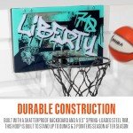 Franklin Sports WNBA New York Liberty Over The Door Basketball Hoop - Kids Indoor Basketball Hoop with Mini Ball - WNBA Fan Shop Mini Hoop for Bedroom + Office