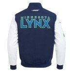 Pro Standard MENS WNBA MINNESOTA LYNX CLASSIC CHENILLE VARSITY JACKET MIDNIGHT NAVY/WHITE XL