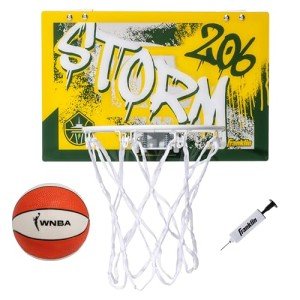 Franklin Sports WNBA Seattle Storm Over The Door Basketball Hoop - Kids Indoor Basketball Hoop with Mini Ball - WNBA Fan Shop Mini Hoop for Bedroom + Office