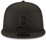 New Era MLB 9FIFTY Black Black Adjustable Snapback Hat Cap One Size Fits All - Boston Red Sox Black