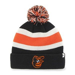 47 MLB Unisex-Adult Primary Logo Breakaway Team Color Primary Logo Cuffed Knit Beanie Hat Cold Weather Hat, One Size - Baltimore Orioles Black