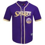 Pro Standard Mens WNBA Los Angeles Sparks Mesh Button Down Mesh Top Purple/Yellow M