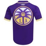 Pro Standard Mens WNBA Los Angeles Sparks Mesh Button Down Mesh Top Purple/Yellow M