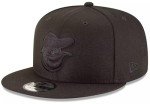 New Era MLB 9FIFTY Black Black Adjustable Snapback Hat Cap One Size Fits All - Baltimore Orioles Black