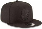 New Era MLB 9FIFTY Black Black Adjustable Snapback Hat Cap One Size Fits All - Baltimore Orioles Black