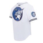 Pro Standard Mens WNBA Minnesota Lynx Mesh Button Down Mesh Top White/Midnight Navy L