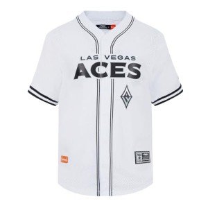 Pro Standard Mens WNBA Las Vegas Aces Mesh Button Down Mesh Top White/Black/White L