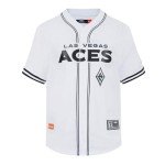 Pro Standard Mens WNBA Las Vegas Aces Mesh Button Down Mesh Top White/Black/White L