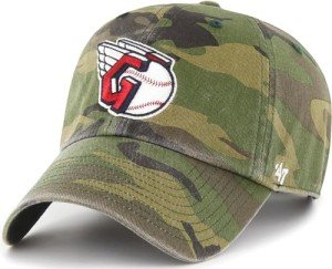 47 MLB Unisex-Adult Camo Clean Up Adjustable Hat Cap One Size (US, Alpha, One Size, Cleveland Guardians)