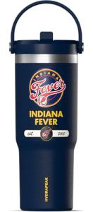 Hydrapeak x WNBA Officially Licensed Indiana Fever 32 oz Nomad Tumbler with Handle and Straw Lid, Leakproof Stainless Steel Water Bottle