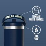 Hydrapeak x WNBA Officially Licensed Dallas Wings 32 oz Nomad Tumbler with Handle and Straw Lid, Leakproof Stainless Steel Water Bottle