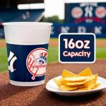 Official New York Yankees Plastic Cups Multicolor - 16 oz. (25 Pc) - Heavy-Duty, Reusable & Stackable Design - Perfect for Game Days, Tailgating & Parties