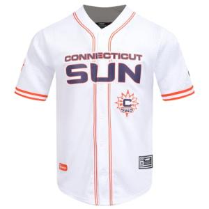 Pro Standard Mens WNBA Connecticut Sun Mesh Button Down Mesh Top White/Orange XL