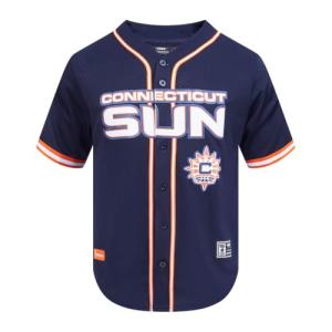 Pro Standard Mens WNBA Connecticut Sun Mesh Button Down Mesh Top Midnight Navy/Orange L