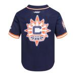 Pro Standard Mens WNBA Connecticut Sun Mesh Button Down Mesh Top Midnight Navy/Orange L