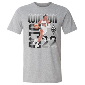 500 LEVEL A'ja Wilson Las Vegas Aces Shirt - A'Ja Wilson Las Vegas Aces Elite WHT (Heather Gray, Large)