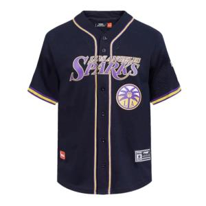 Pro Standard Mens WNBA Los Angeles Sparks Mesh Button Down Mesh Top Black/Purple L