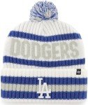 47 MLB Unisex-Adult White Officially Licensed Primary Logo Bering Sport Knit Cuffed Pom Beanie Cold Weather Hat - Los Angeles Dodgers White
